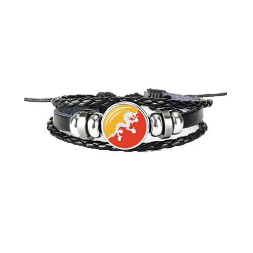 Braccialetto in pelle bandiera Bhutan