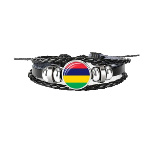 Braccialetto in pelle bandiera Mauritius
