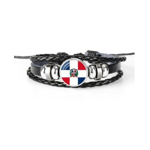 Braccialetto in pelle bandiera Repubblica Dominicana