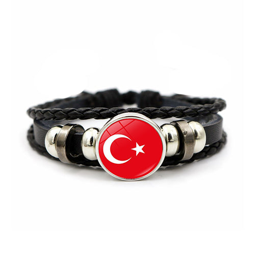 Braccialetto in pelle bandiera Turchia