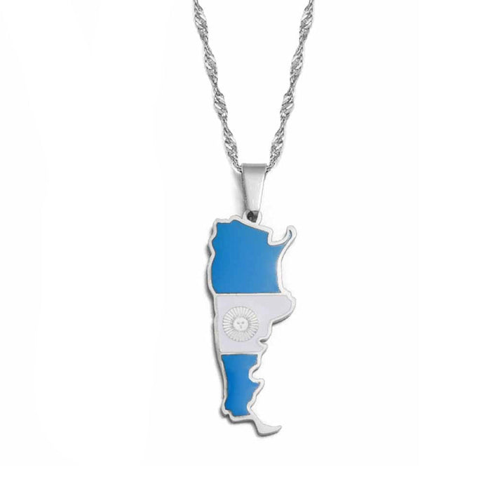 Collana bandiera Argentina colore argento