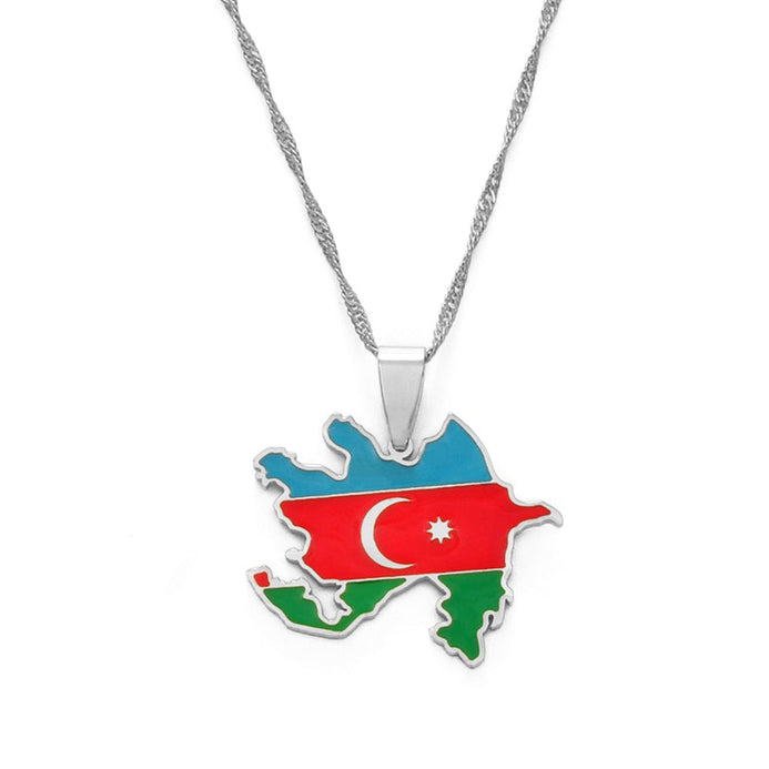 Collana bandiera Azerbaigian colore argento