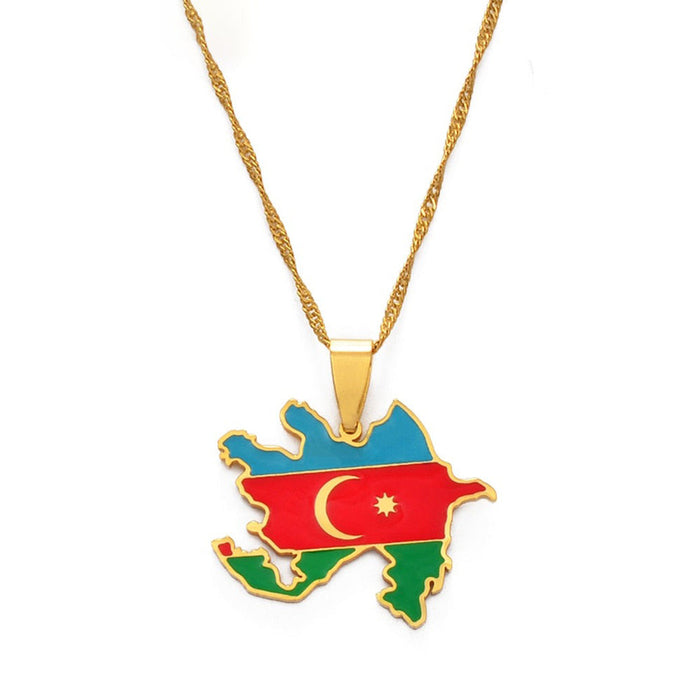 Collana bandiera Azerbaigian colore oro