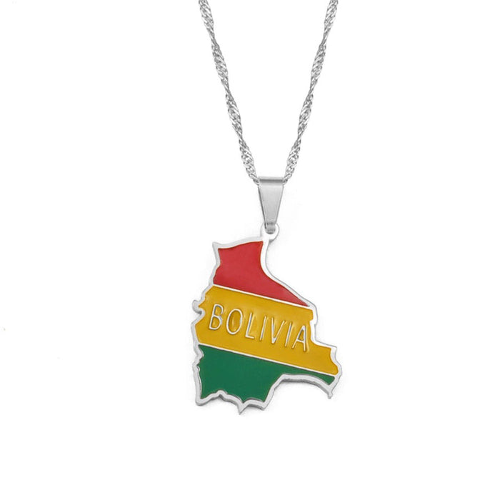 Collana bandiera Bolivia colore argento