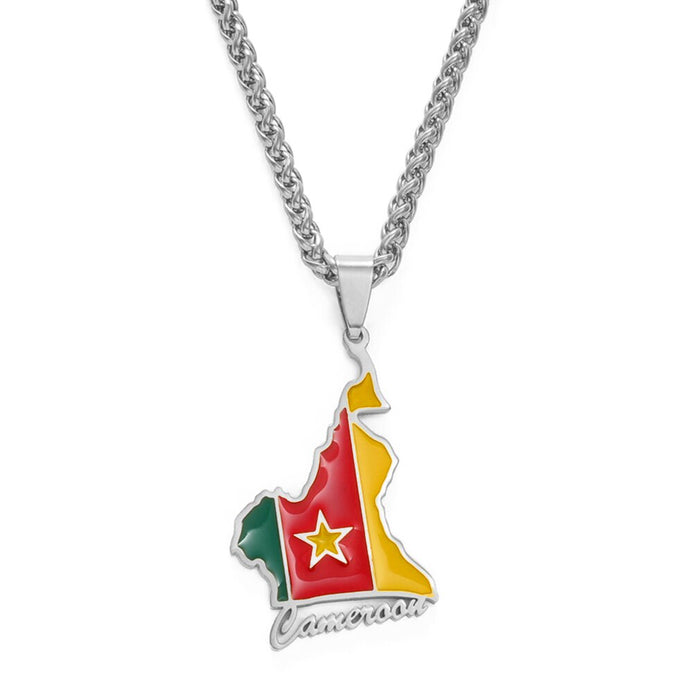 Collana bandiera Camerun colore argento