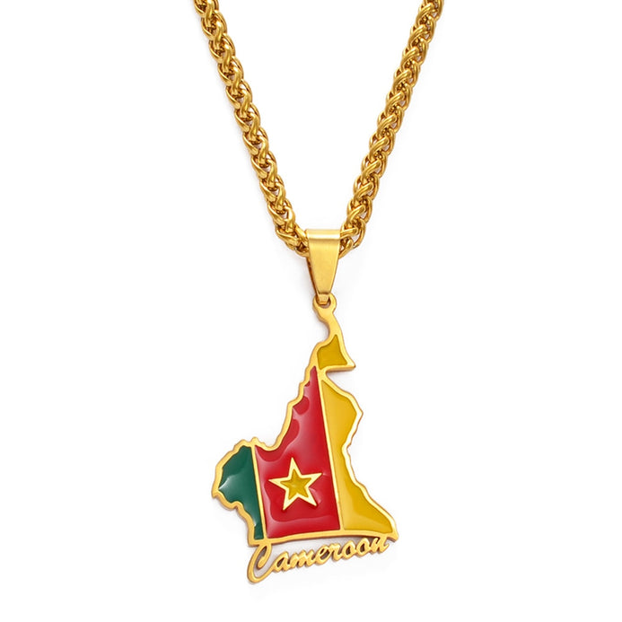 Collana bandiera Camerun colore oro