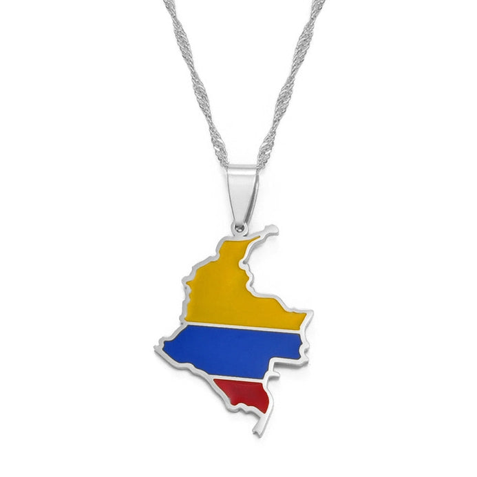 Collana bandiera Colombia colore argento
