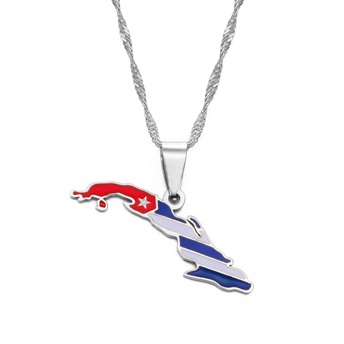 Collana bandiera Cuba colore argento