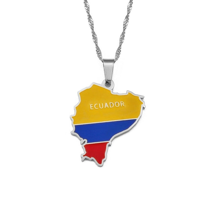 Collana bandiera Ecuador colore argento