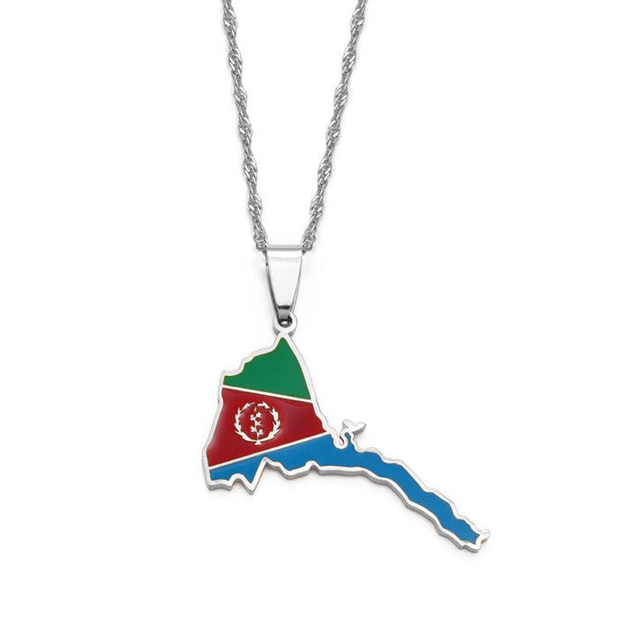 Collana bandiera Eritrea colore argento