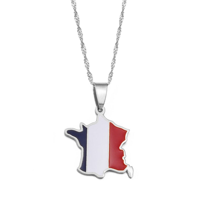 Collana bandiera Francia colore argento