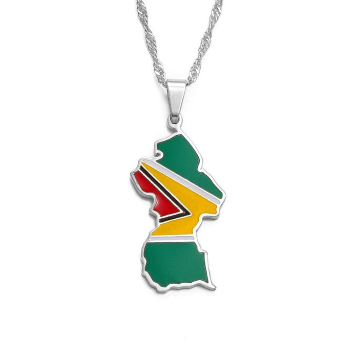 Collana bandiera Guyana colore argento