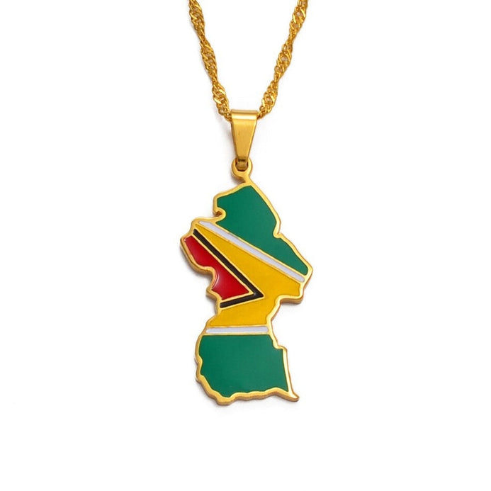 Collana bandiera Guyana colore oro