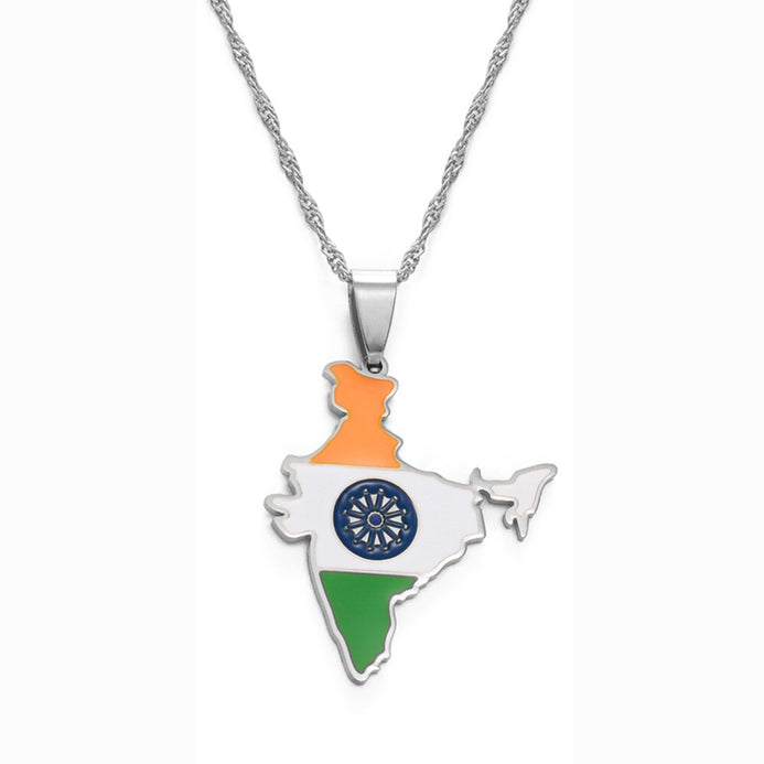 Collana bandiera India colore argento