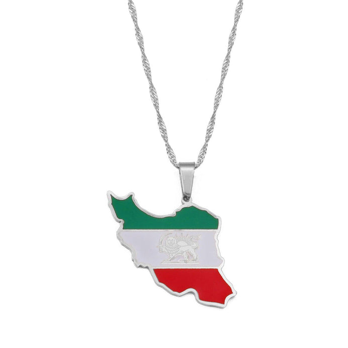 Collana bandiera Iran colore argento