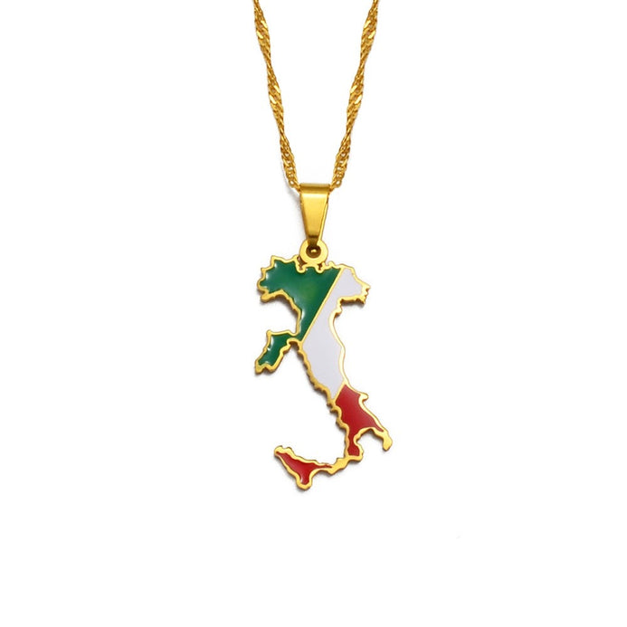 Collana bandiera Italia colore oro
