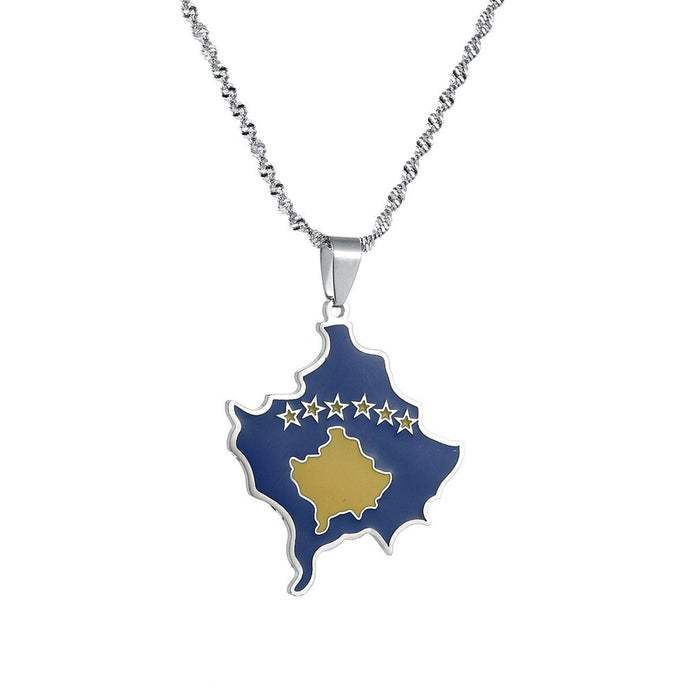 Collana bandiera Kosovo colore argento