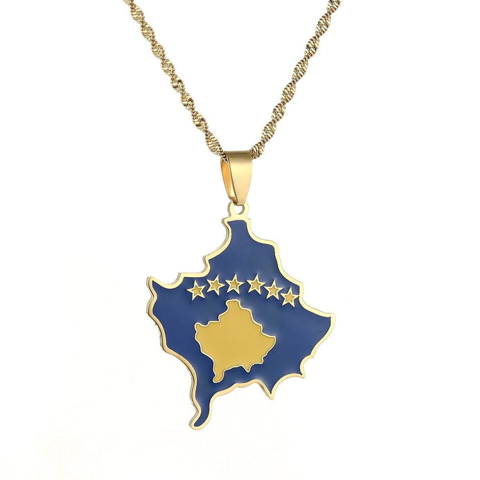 Collana bandiera Kosovo colore oro