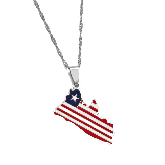 Collana bandiera Liberia colore argento