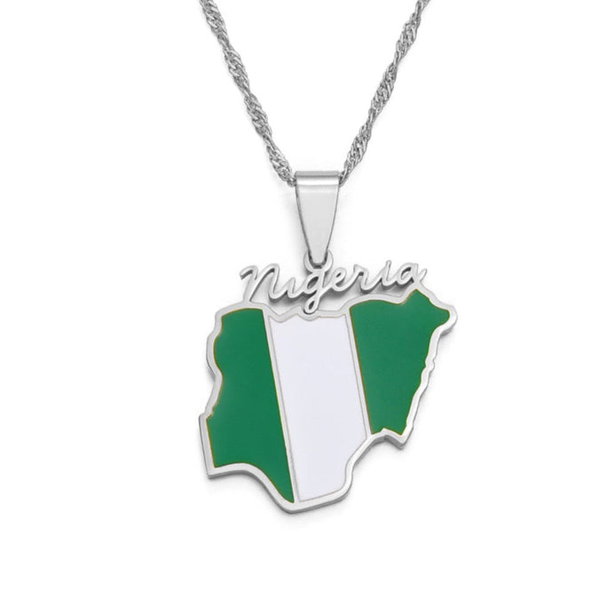 Collana bandiera Nigeria colore argento