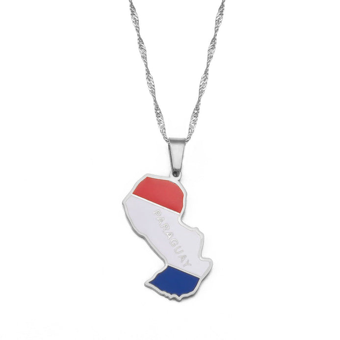 Collana bandiera Paraguay colore argento