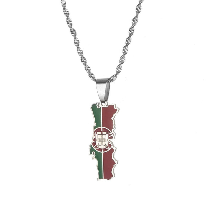 Collana bandiera Portogallo colore argento