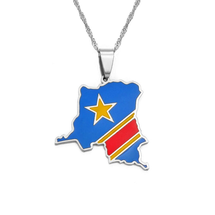 Collana bandiera RDC colore argento