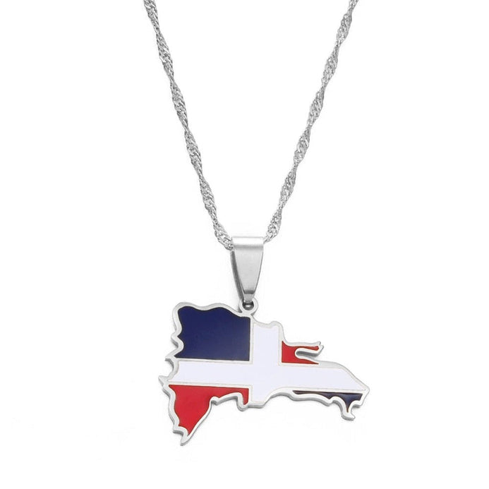 Collana bandiera Repubblica Dominicana colore argento