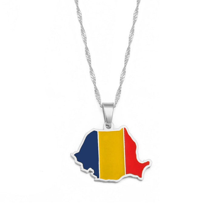 Collana bandiera Romania colore argento