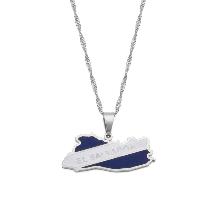 Collana bandiera Salvador colore argento