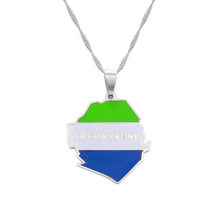 Collana bandiera Sierra Leone colore argento
