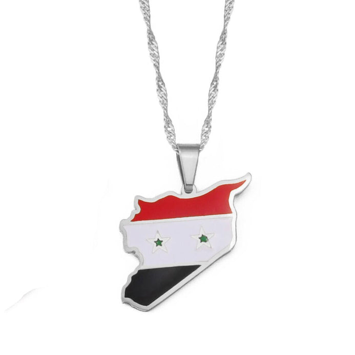 Collana bandiera Siria colore argento