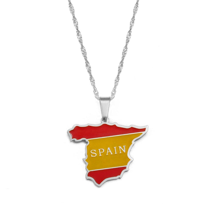Collana bandiera Spagna colore argento