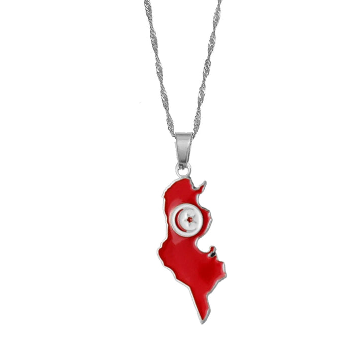 Collana bandiera Tunisia colore argento
