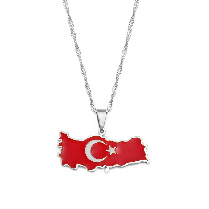 Collana bandiera Turchia colore argento