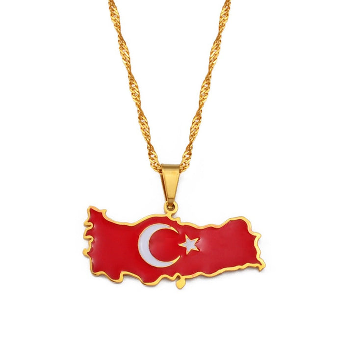 Collana bandiera Turchia colore oro