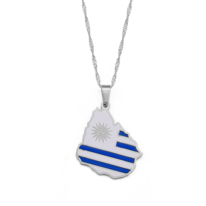 Collana bandiera Uruguay colore argento