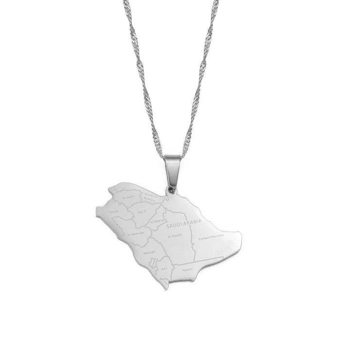 Collana carta Arabia Saudita colore argento