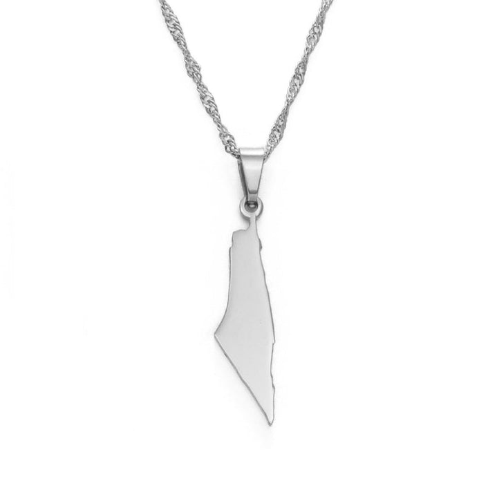 Collana carta Israele colore argento