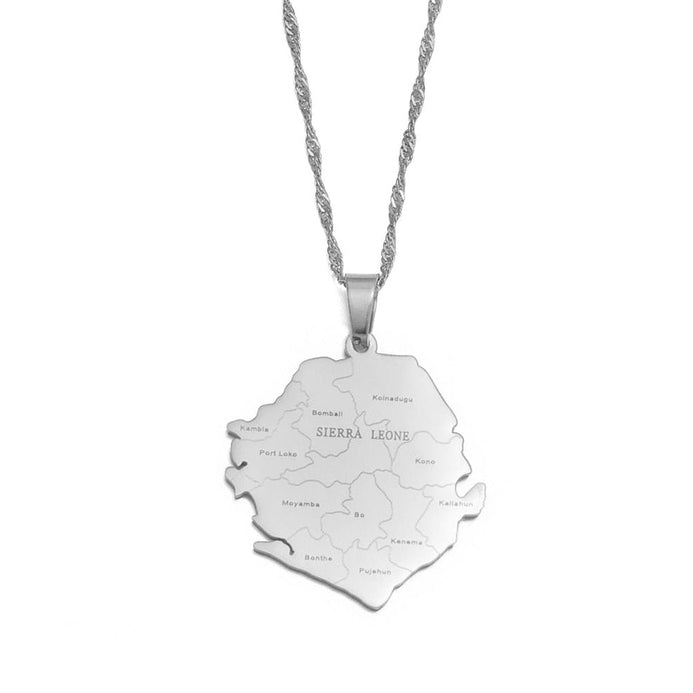Collana carta Sierra Leone colore argento