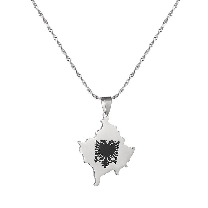 Collana mappa Albania colore argento