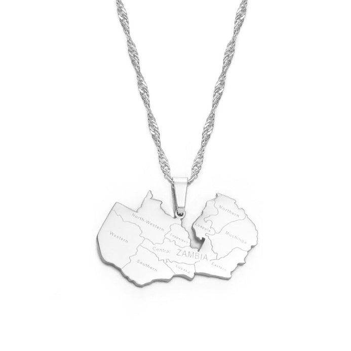 Collier carta Zambia colore argento
