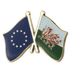 Spilla bandiera incrociate Galles & Unione Europea