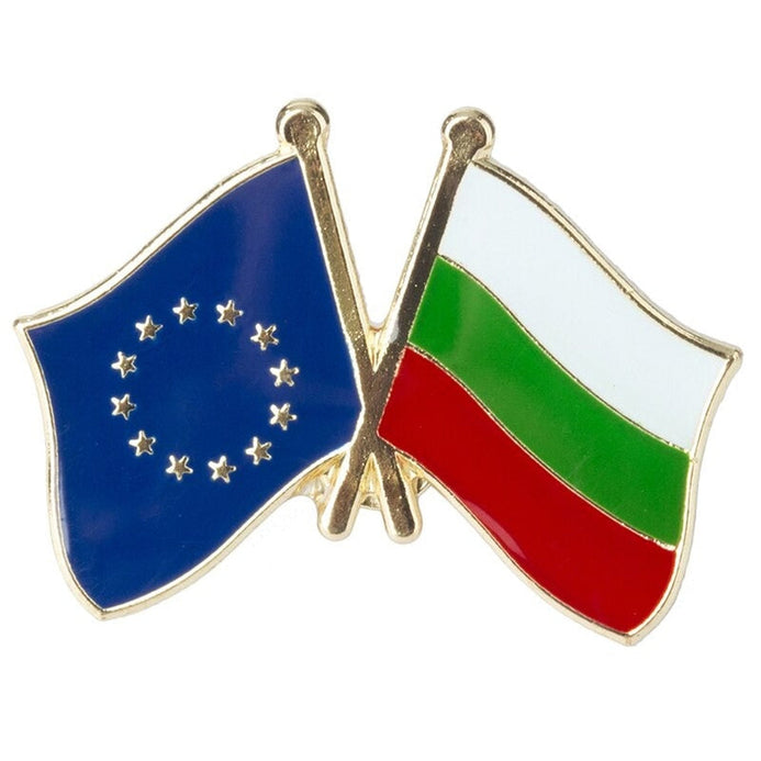 Spilla bandiere incrociate Bulgaria & Unione Europea