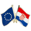 Spilla bandiere incrociate Croazia & Unione Europea