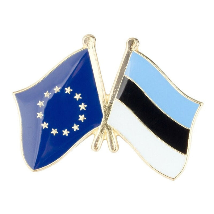 Spilla bandiere incrociate Estonia & Unione Europea