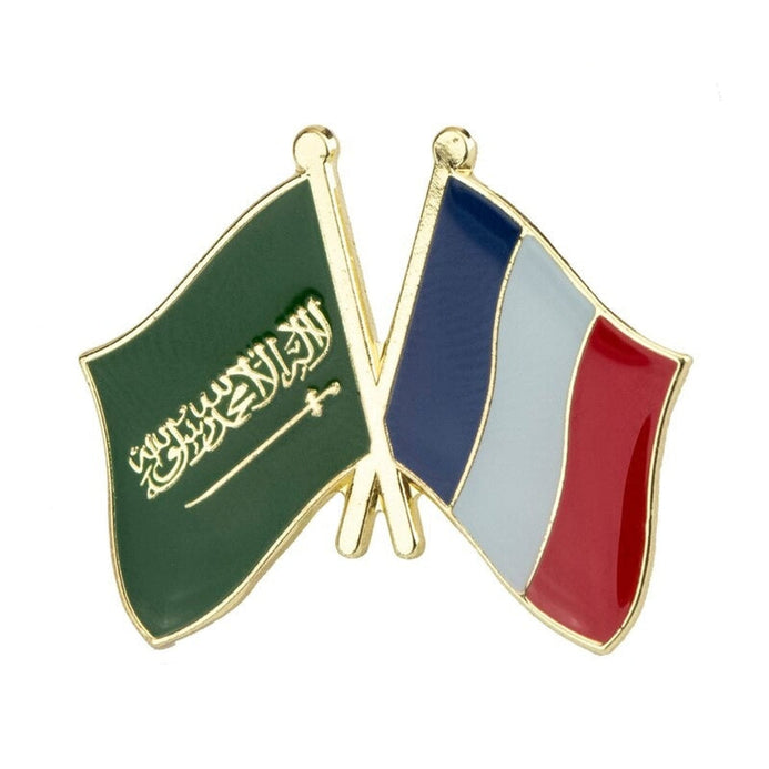 Spilla bandiere incrociate Francia & Arabie Saudita