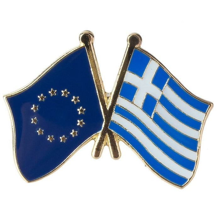 Spilla bandiere incrociate Grecia & Unione Europea