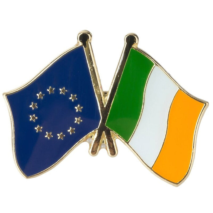 Spilla bandiere incrociate Irlanda & Unione Europea