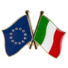 Spilla bandiere incrociate Italia & Unione Europea